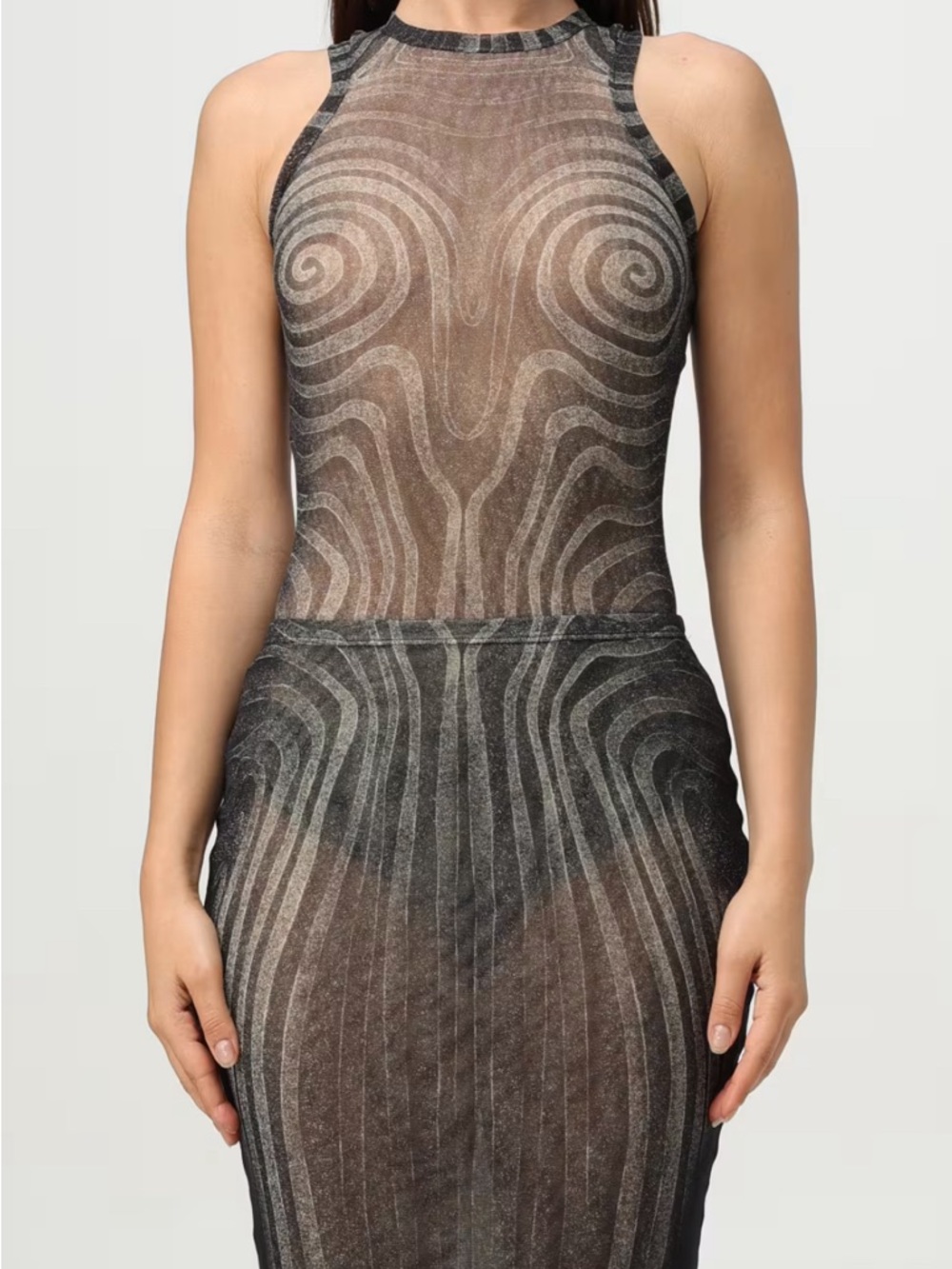 Jean Paul Gaultier Black and Silver Swirl Sculptural Bodysuit - Picture 2 of 5